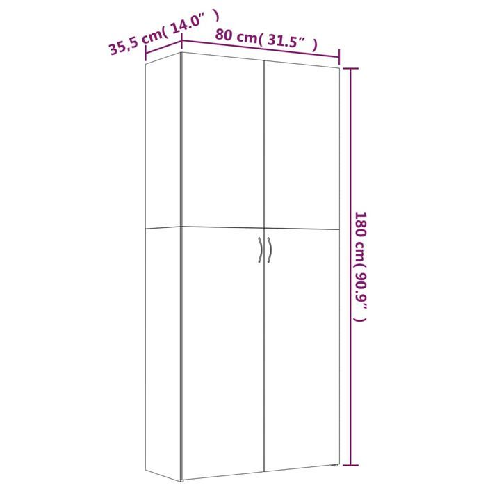 Armoire à chaussures Sonoma gris 80x35,5x180 cm Bois ingénierie - Photo n°9