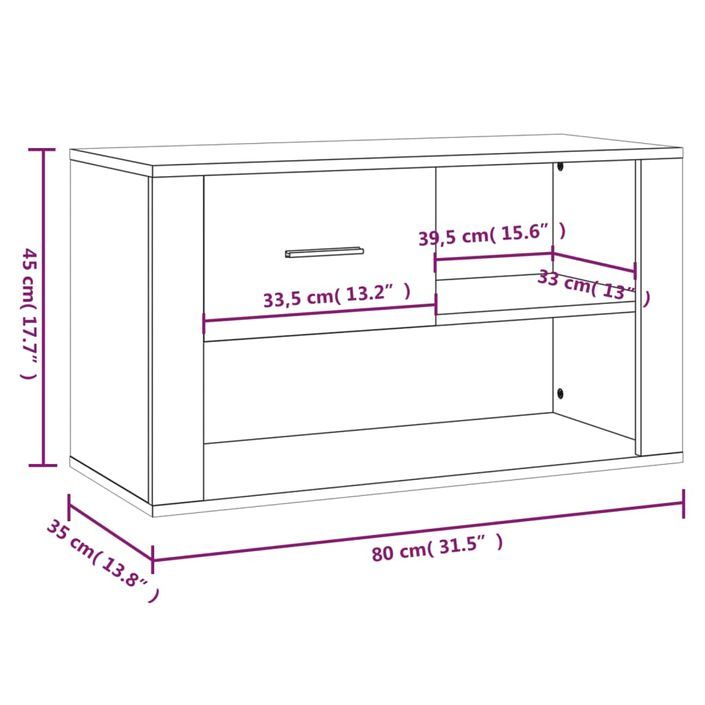 Armoire à chaussures Sonoma gris 80x35x45 cm Bois d'ingénierie - Photo n°9