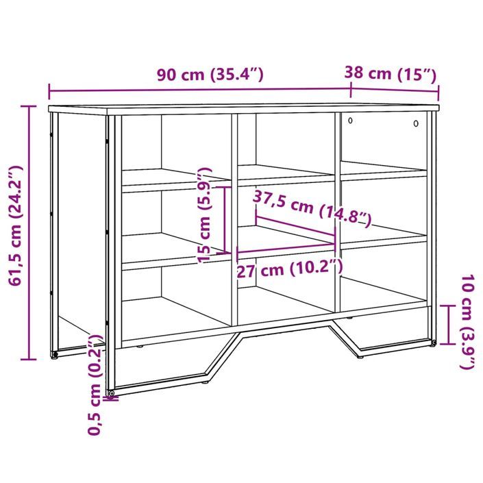 Armoire à chaussures sonoma gris 90x38x61,5cm bois d'ingénierie - Photo n°9