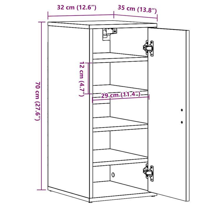 Armoire à chaussures vieux bois 32x35x70 cm bois d'ingénierie - Photo n°12