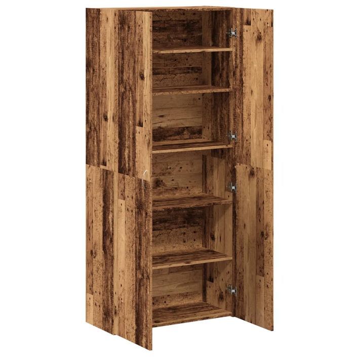 Armoire à chaussures vieux bois 80x35,5x180cm bois d'ingénierie - Photo n°7