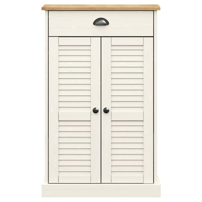 Armoire à chaussures VIGO blanc 60x35x96 cm bois massif de pin - Photo n°4