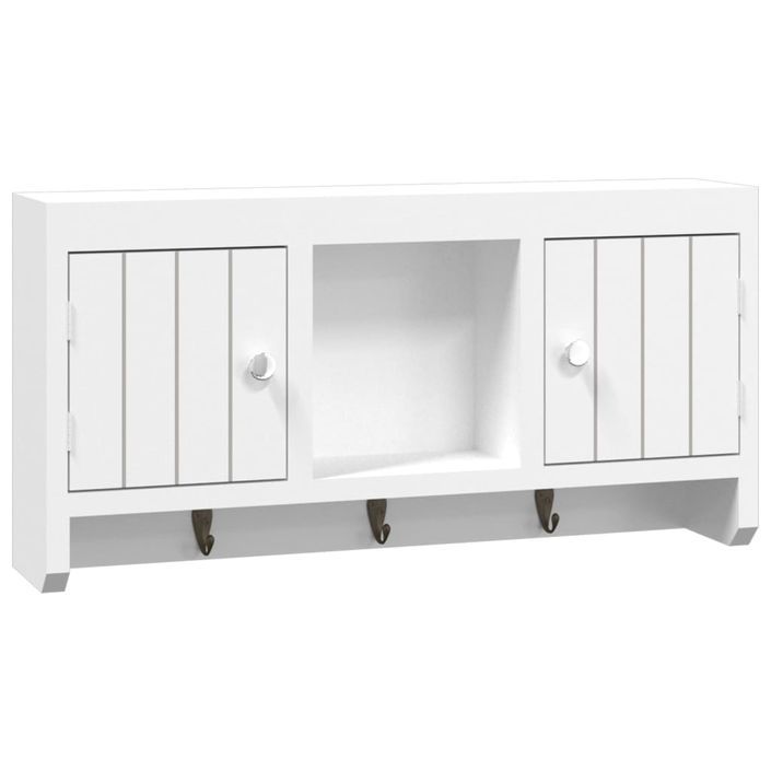 Armoire à clés Blanc 40x8,5x20 cm Bois d'ingénierie et acier - Photo n°1