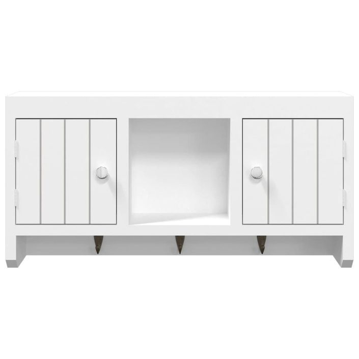 Armoire à clés Blanc 40x8,5x20 cm Bois d'ingénierie et acier - Photo n°5