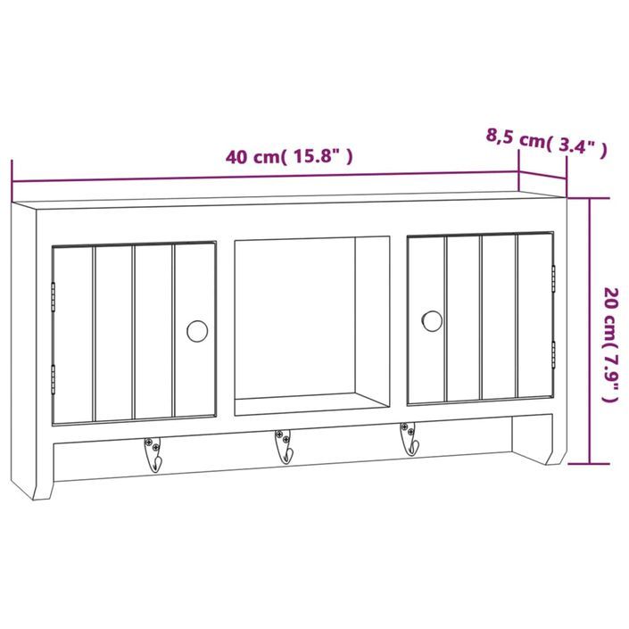 Armoire à clés Blanc 40x8,5x20 cm Bois d'ingénierie et acier - Photo n°11