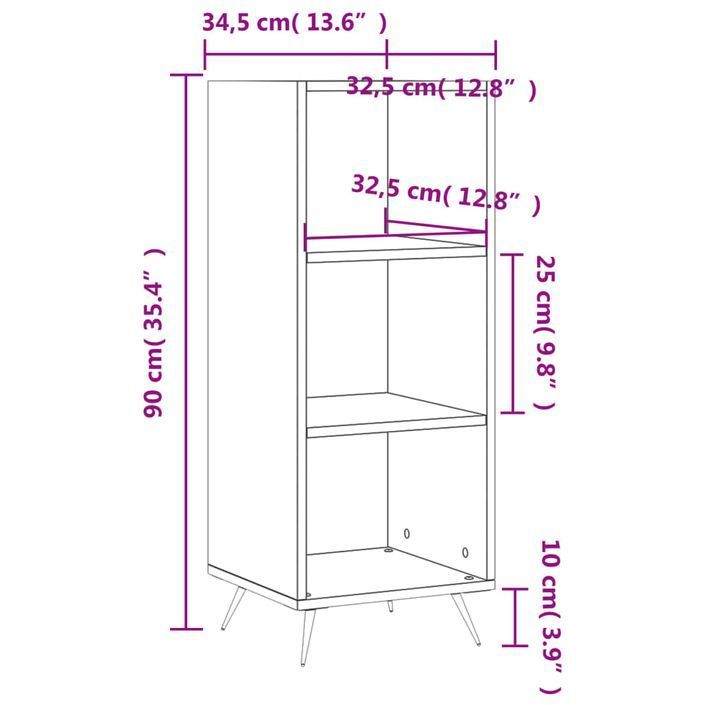 Armoire à étagères blanc 34,5x32,5x90 cm bois d'ingénierie - Photo n°9