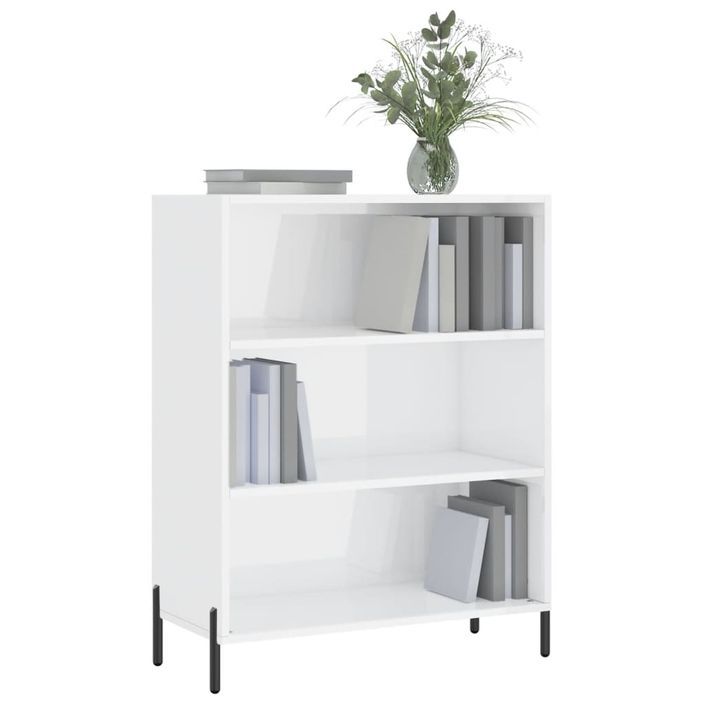 Armoire à étagères blanc 69,5x32,5x90 cm bois d'ingénierie - Photo n°3