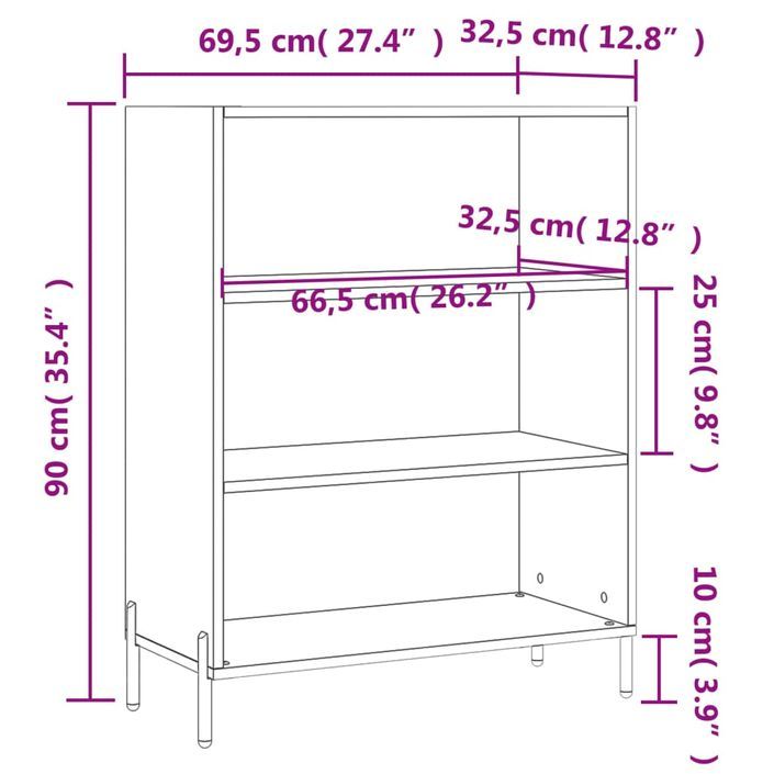 Armoire à étagères blanc 69,5x32,5x90 cm bois d'ingénierie - Photo n°9