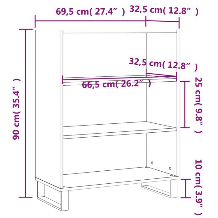 Armoire à étagères blanc brillant 69,5x32,5x90 cm - Photo n°9