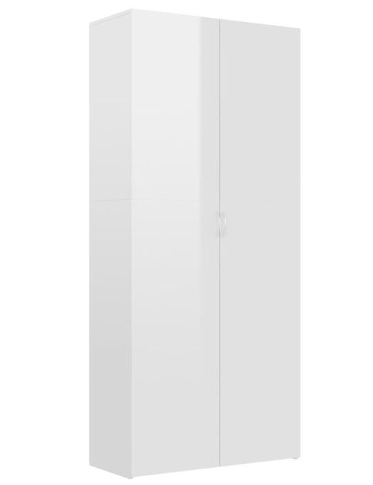 Armoire à étagères Blanc brillant 80x35,5x180 cm Kaspar - Photo n°1