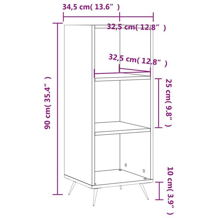 Armoire à étagères chêne sonoma 34,5x32,5x90 cm bois ingénierie - Photo n°9