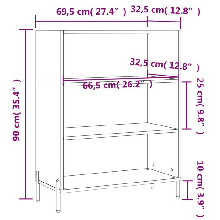 Armoire à étagères chêne sonoma 69,5x32,5x90 cm bois ingénierie - Photo n°9