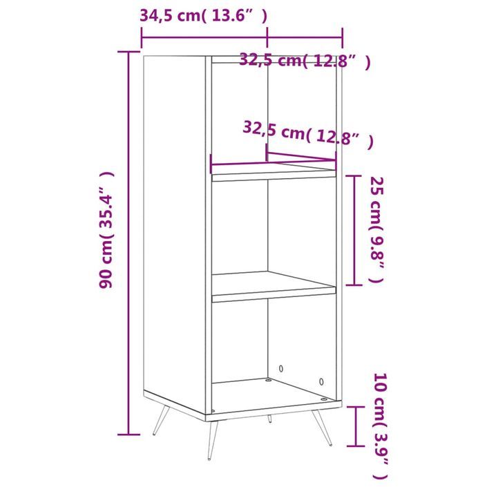 Armoire à étagères gris béton 34,5x32,5x90 cm bois d'ingénierie - Photo n°9