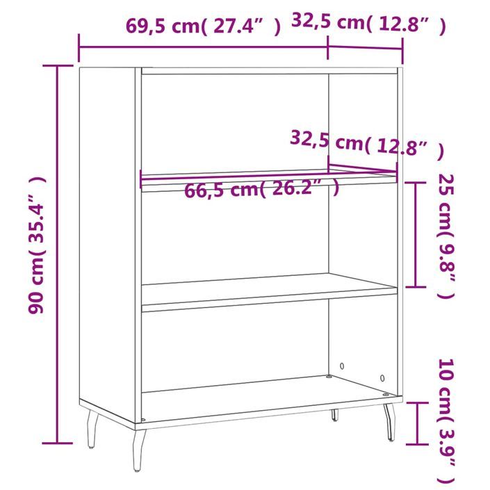 Armoire à étagères gris béton 69,5x32,5x90 cm bois d'ingénierie - Photo n°9