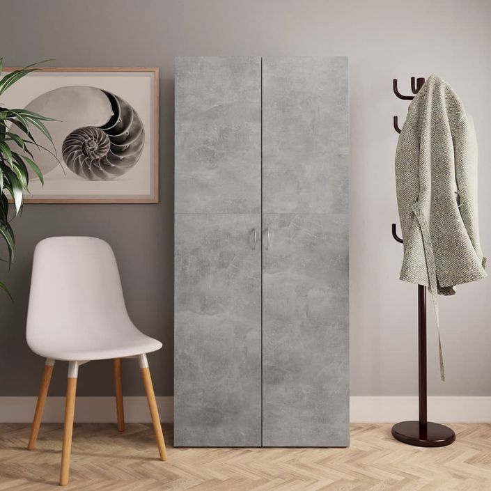 Armoire à étagères Gris béton 80 x 35,5 x 180 cm - Photo n°3