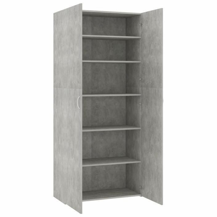 Armoire à étagères Gris béton 80 x 35,5 x 180 cm - Photo n°1