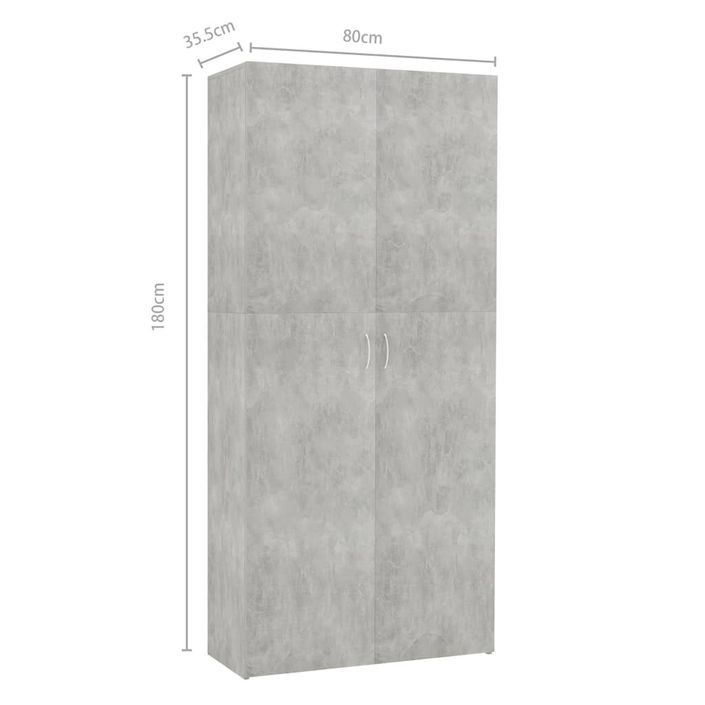 Armoire à étagères Gris béton 80 x 35,5 x 180 cm - Photo n°6