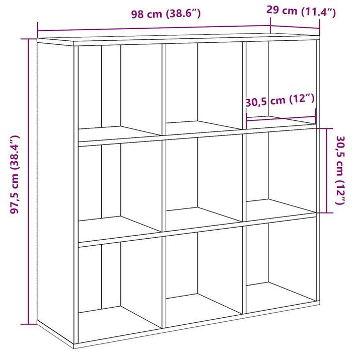 Armoire à livres chêne artisanal 98x29x97,5 cm - Photo n°10