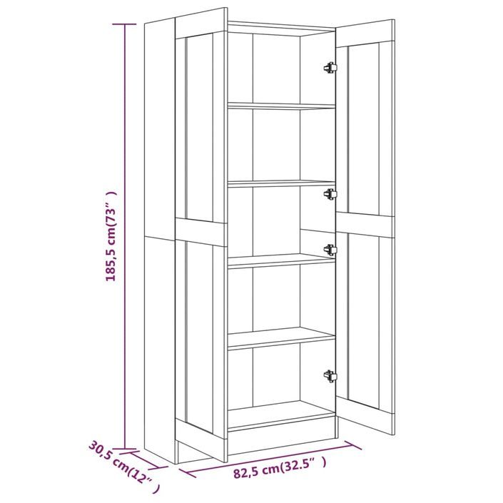 Armoire à livres Chêne marron 82,5x30,5x185,5cm Bois ingénierie - Photo n°8