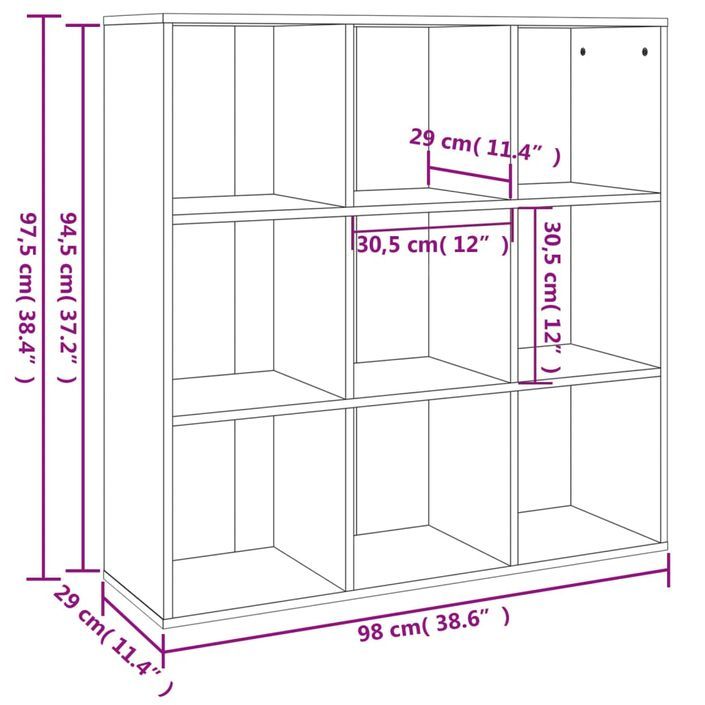 Armoire à livres sonoma gris 98x29x97,5 cm - Photo n°7