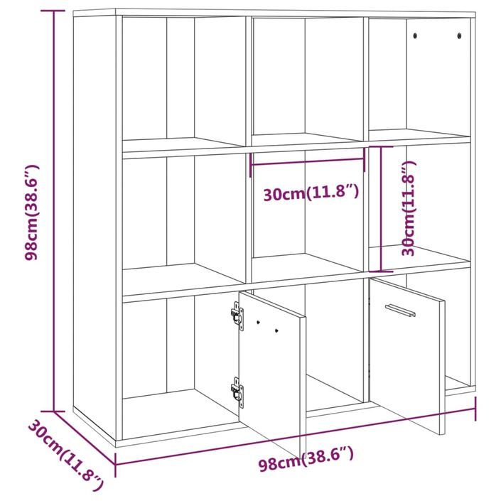 Armoire à livres Sonoma gris 98x30x98 cm - Photo n°9