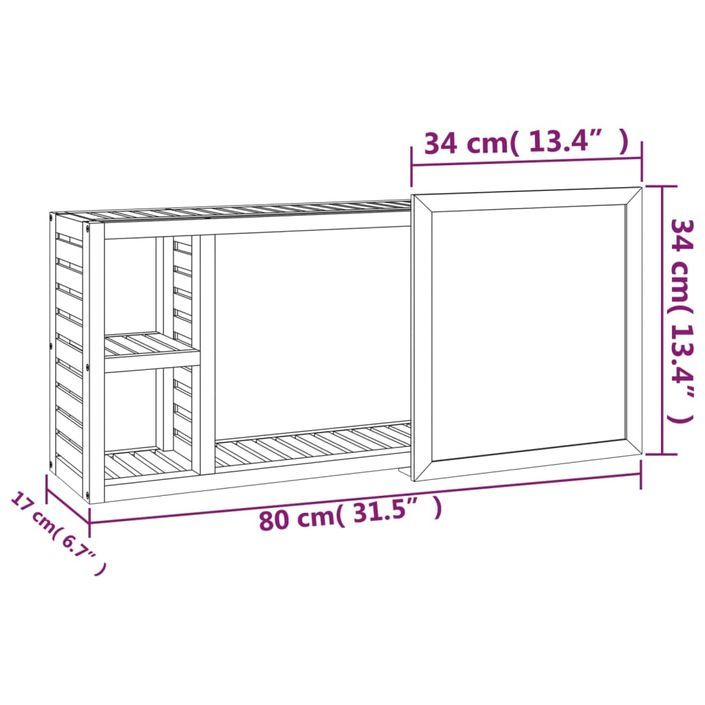 Armoire à miroir 80x17x34 cm Bois massif de noyer - Photo n°8