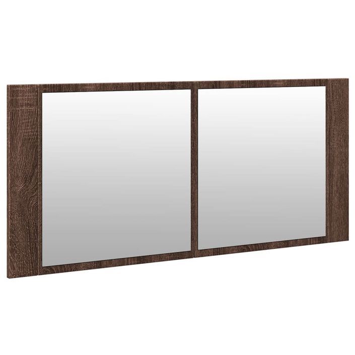 Armoire à miroir à LED de bain chêne marron 100x12x45 cm - Photo n°6