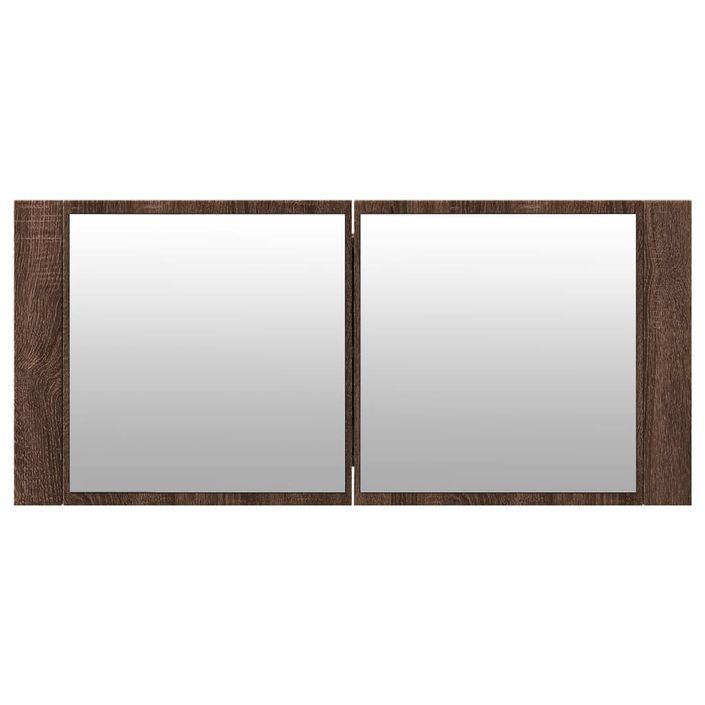 Armoire à miroir à LED de bain chêne marron 100x12x45 cm - Photo n°7