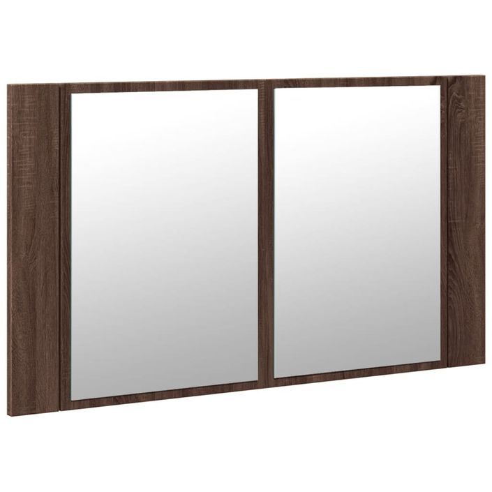 Armoire à miroir à LED de bain chêne marron 80x12x45 cm - Photo n°6