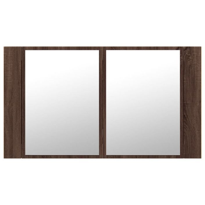 Armoire à miroir à LED de bain chêne marron 80x12x45 cm - Photo n°7