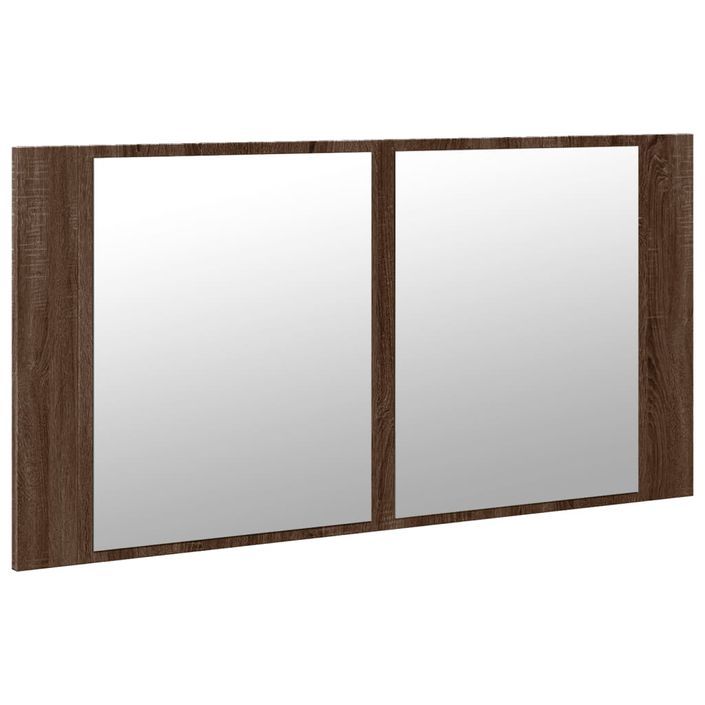 Armoire à miroir à LED de bain chêne marron 90x12x45 cm - Photo n°6