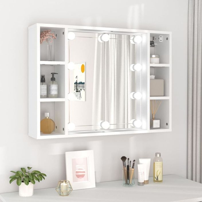 Armoire à miroir avec LED Blanc 76x15x55 cm - Photo n°1
