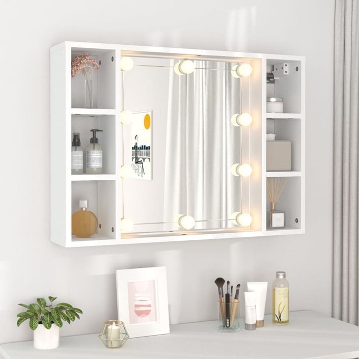 Armoire à miroir avec LED Blanc 76x15x55 cm - Photo n°4