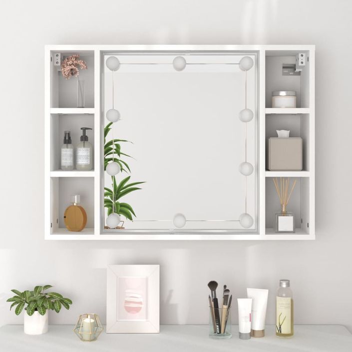 Armoire à miroir avec LED Blanc 76x15x55 cm - Photo n°5