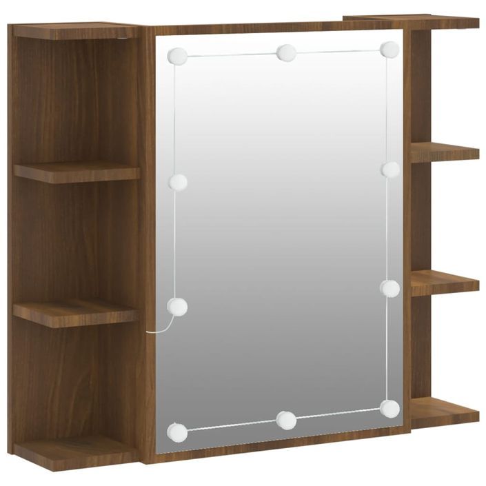 Armoire à miroir avec LED Chêne marron 70x16,5x60 cm - Photo n°2