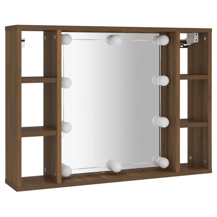 Armoire à miroir avec LED Chêne marron 76x15x55 cm - Photo n°3