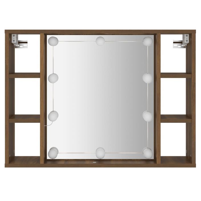 Armoire à miroir avec LED Chêne marron 76x15x55 cm - Photo n°7