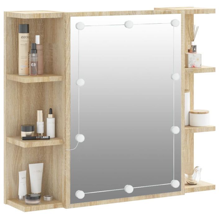 Armoire à miroir avec LED Chêne sonoma 70x16,5x60 cm - Photo n°6