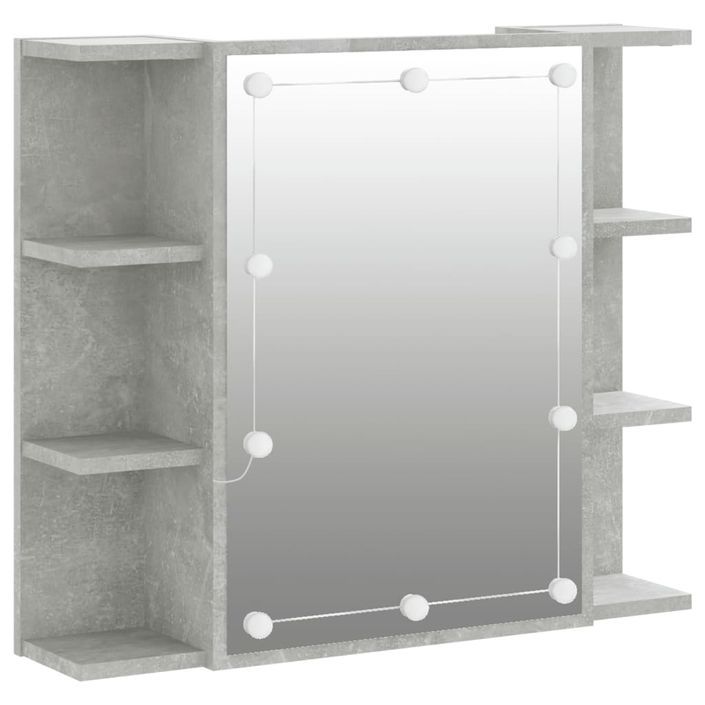 Armoire à miroir avec LED Gris béton 70x16,5x60 cm - Photo n°2