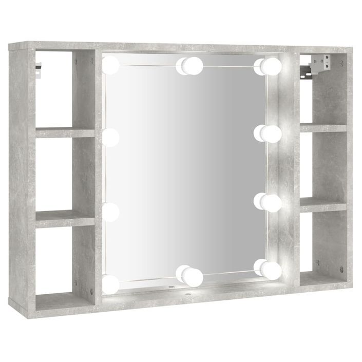 Armoire à miroir avec LED Gris béton 76x15x55 cm - Photo n°2