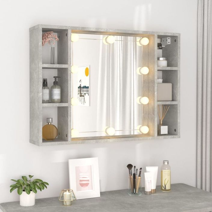 Armoire à miroir avec LED Gris béton 76x15x55 cm - Photo n°4