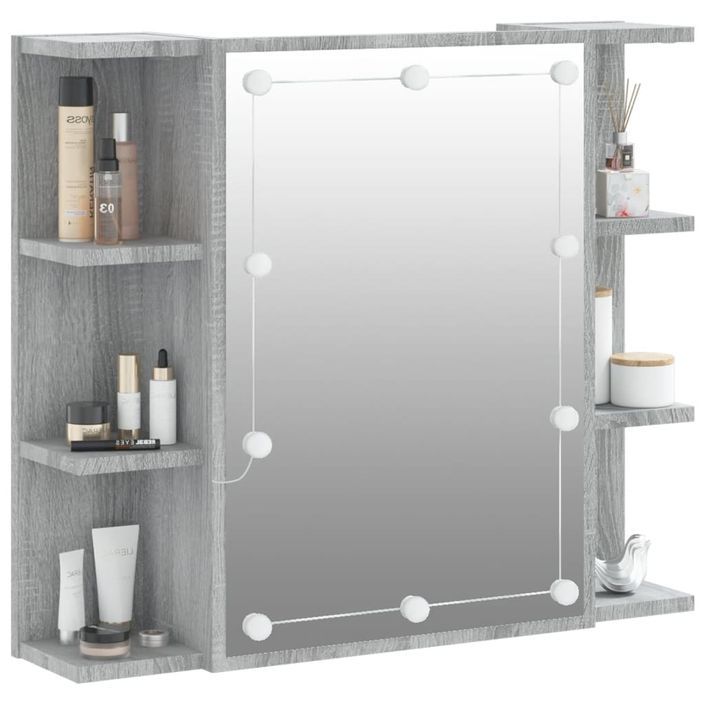 Armoire à miroir avec LED Sonoma gris 70x16,5x60 cm - Photo n°6