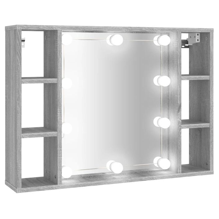 Armoire à miroir avec LED Sonoma gris 76x15x55 cm - Photo n°2