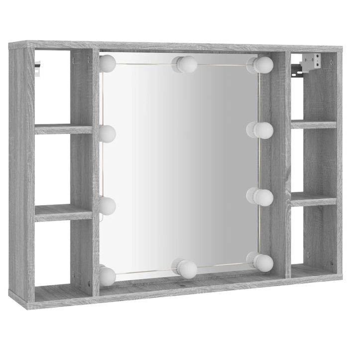 Armoire à miroir avec LED Sonoma gris 76x15x55 cm - Photo n°3