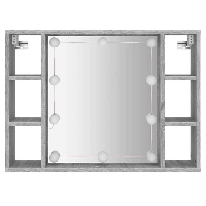 Armoire à miroir avec LED Sonoma gris 76x15x55 cm - Photo n°7