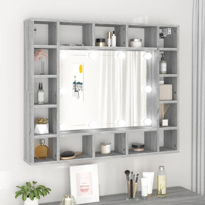 Armoire à miroir avec LED Sonoma gris 91x15x76,5 cm - Photo n°1