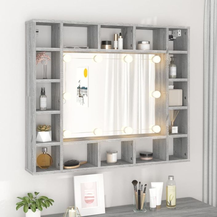 Armoire à miroir avec LED Sonoma gris 91x15x76,5 cm - Photo n°4