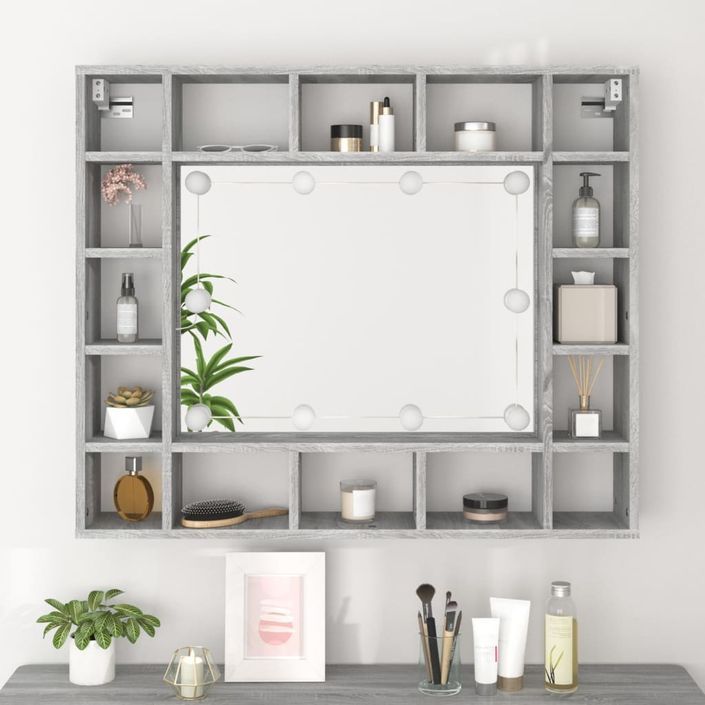 Armoire à miroir avec LED Sonoma gris 91x15x76,5 cm - Photo n°5