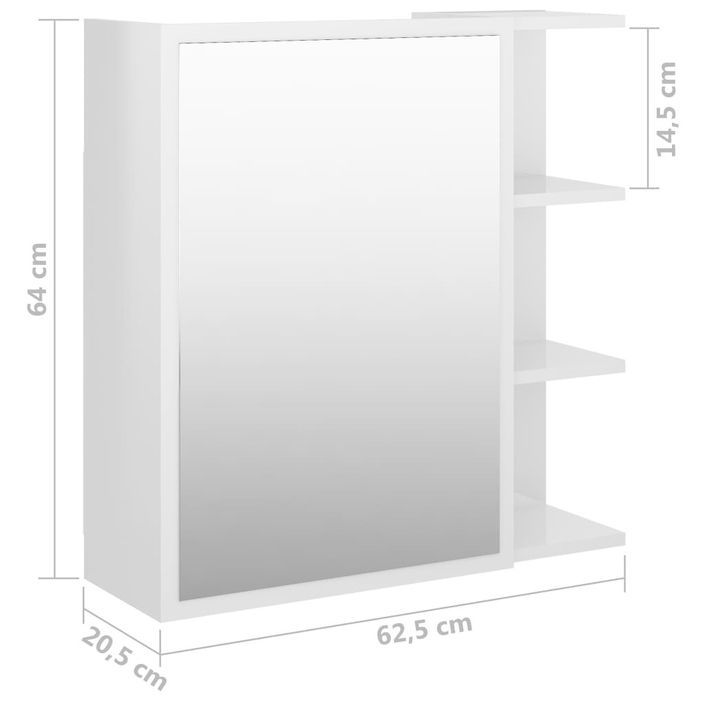 Armoire à miroir bain Blanc brillant 62,5x20,5x64 cm - Photo n°10