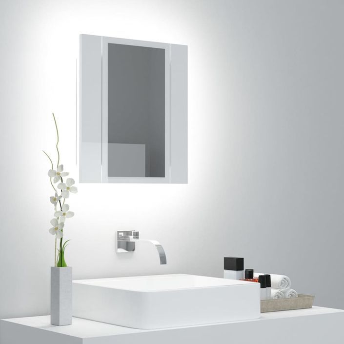 Armoire à miroir de bain à LED Blanc brillant 40x12x45 cm - Photo n°3
